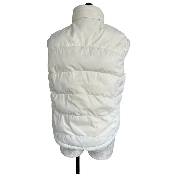 LL Bean Reversible Coral Floral Cream Down Puffer Vest  Size Medium - Picture 5 of 15
